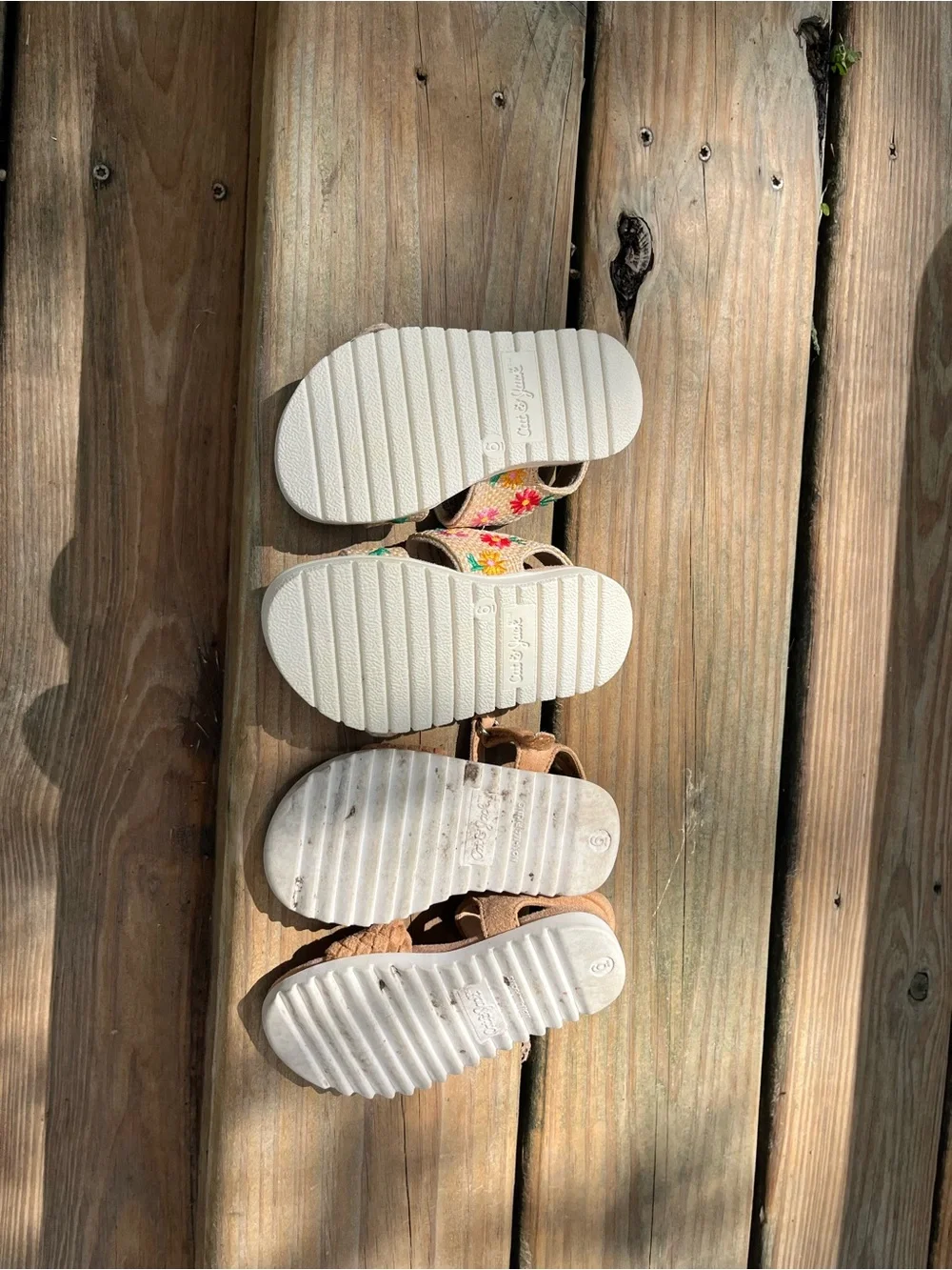 Cat & Jack Beige Floral Embroidered Buckle Sandals for Kids